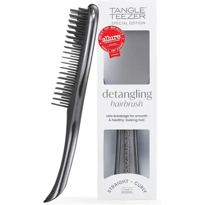 Tangle Teezer Ultimate Detangler Chrome Midnight Silver Gümüş Düz ve Kıvırcık Saçlar için Saç Fırçası Tarak