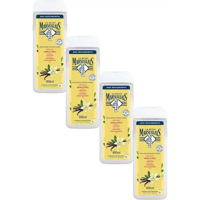 Le Petit Marseillais Organik Vanilya Sütü Duş Jeli, 4x400 ml