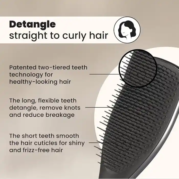 Tangle Teezer Ultimate Detangler Chrome Midnight Silver Gümüş Düz ve Kıvırcık Saçlar için Saç Fırçası Tarak