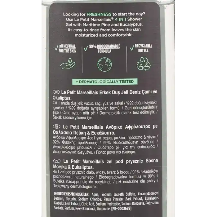 Le Petit Marseillais LPM Deniz Çamı ve Okaliptus 400 ml Duş Jeli