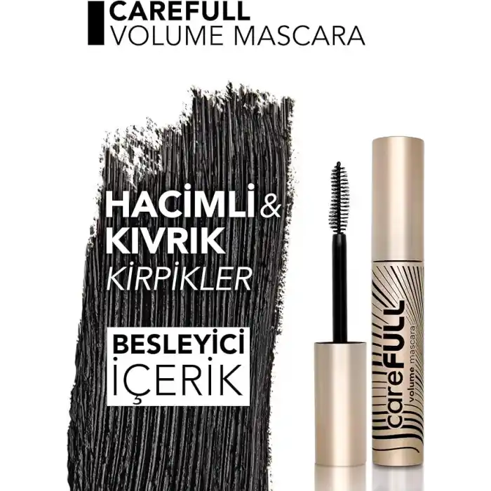Flormar Hacim Veren Besleyici Maskara (SİYAH) - Carefull Volume - 000 Black - 8682536084093