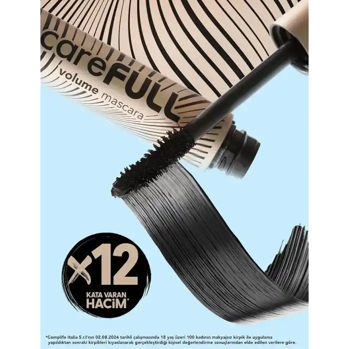 Flormar Hacim Veren Besleyici Maskara (SİYAH) - Carefull Volume - 000 Black - 8682536084093