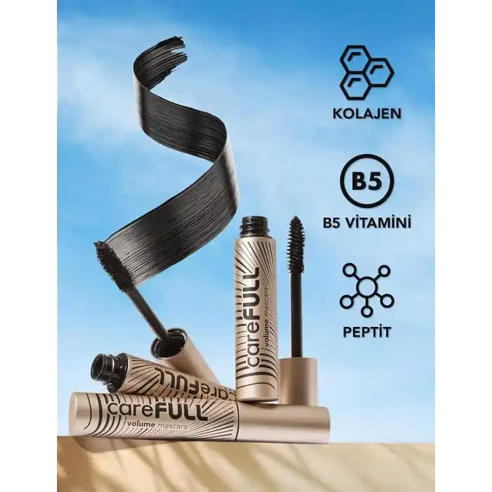 Flormar Hacim Veren Besleyici Maskara (SİYAH) - Carefull Volume - 000 Black - 8682536084093