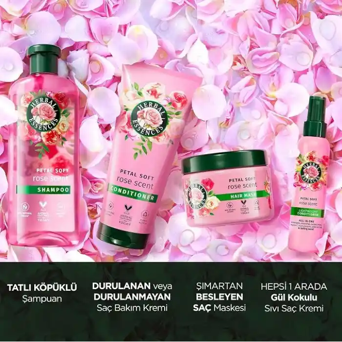 Herbal Essences Kadifemsi Yumuşaklık Gül Kokulu Hepsi Bir Arada Ağırlaştırmayan Sıvı Saç Kremi 145ml