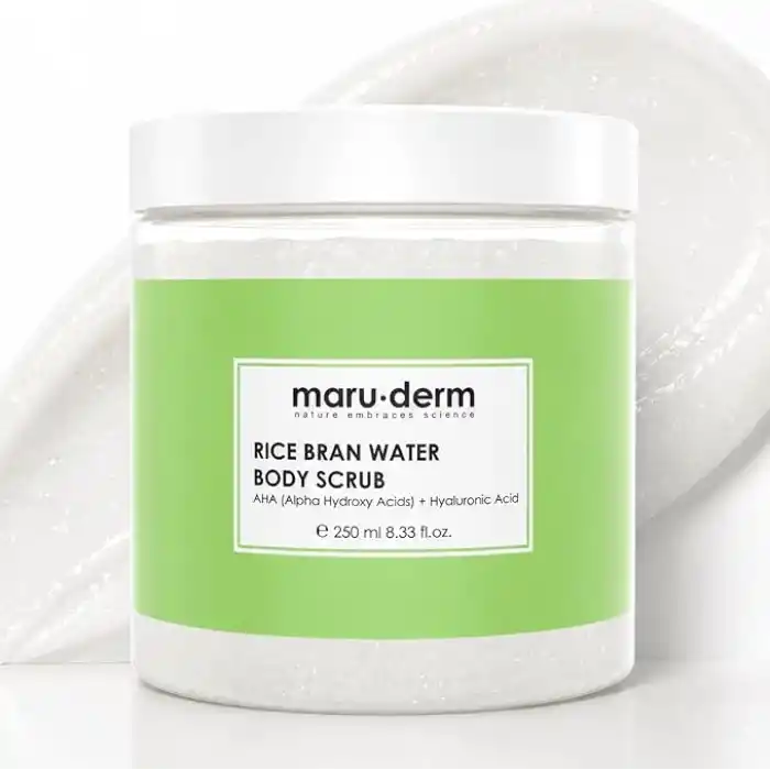 Maruderm Pirinç Suyu Vücut Peelingi – AHA & Hyalüronik Asit ile Arındırıcı ve Yoğun Nemlendirici Peeling, Shea Yağı ile, 250 ML