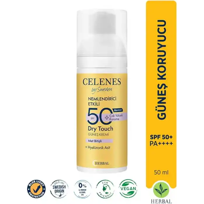 Celenes Herbal SPF 50+ Güneş Koruyucu Krem Dry Touch (50 ml)