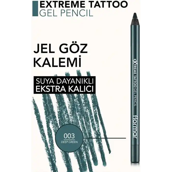 Flormar Mat Kalıcı Göz Kalemi (YEŞİL) - Extreme Tattoo Gel Pencil - 003 Deep Green - 8682536028851