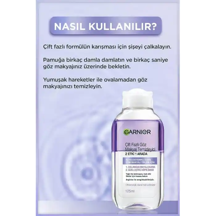 Garnier Çift Fazlı Göz Makyaj Temizleyicisi 2 Etki 1 Arada 125ML
