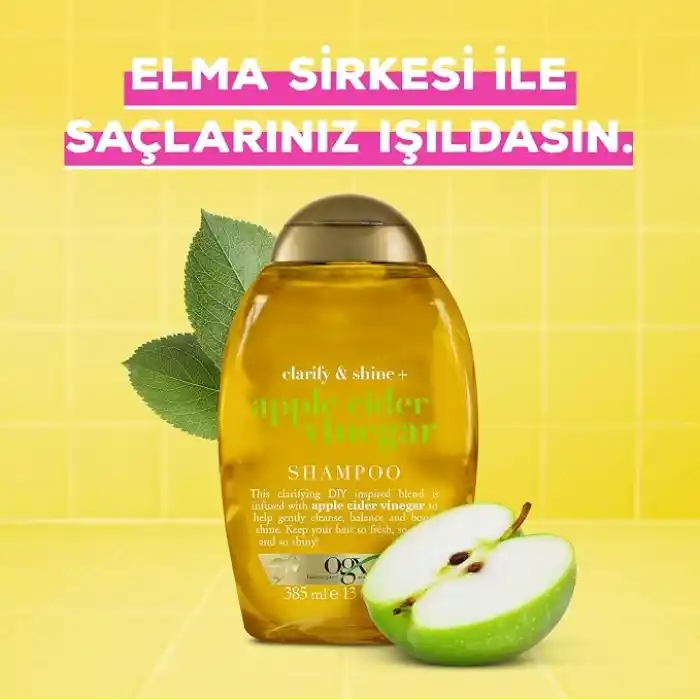 OGX Işıltı Veren Elma Sirkesi Yağlı Saçlar için Şampuan 385 ml
