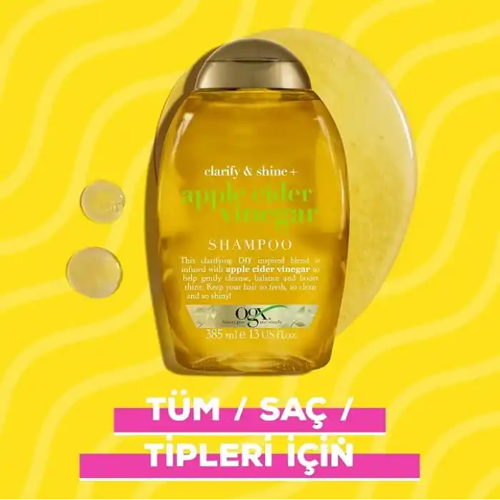 OGX Işıltı Veren Elma Sirkesi Yağlı Saçlar için Şampuan 385 ml