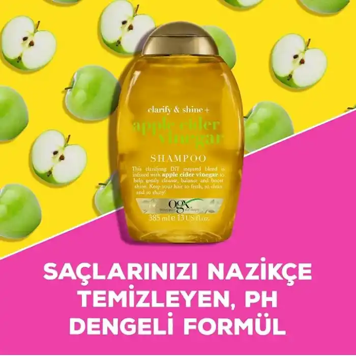 OGX Işıltı Veren Elma Sirkesi Yağlı Saçlar için Şampuan 385 ml