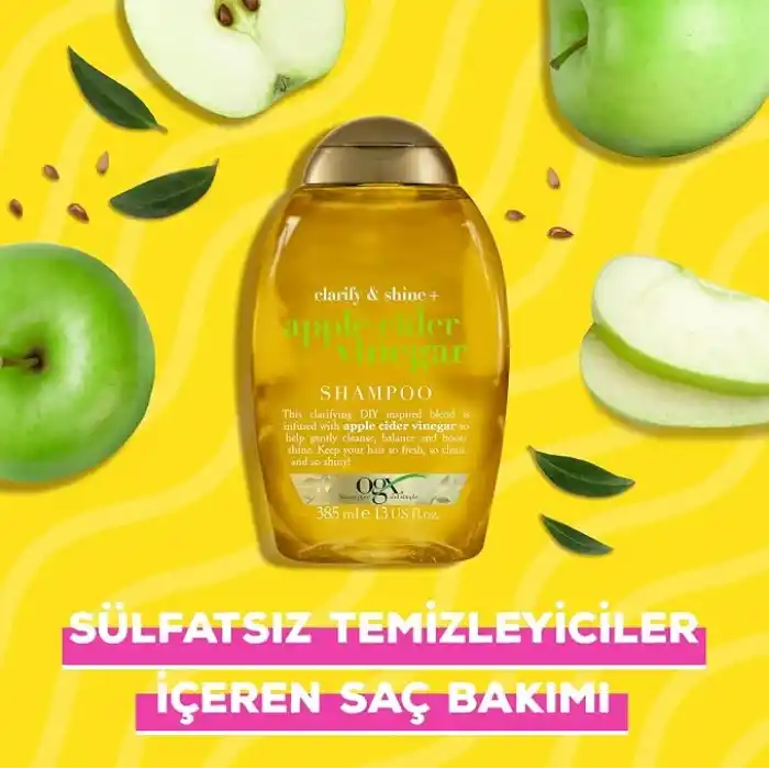 OGX Işıltı Veren Elma Sirkesi Yağlı Saçlar için Şampuan 385 ml