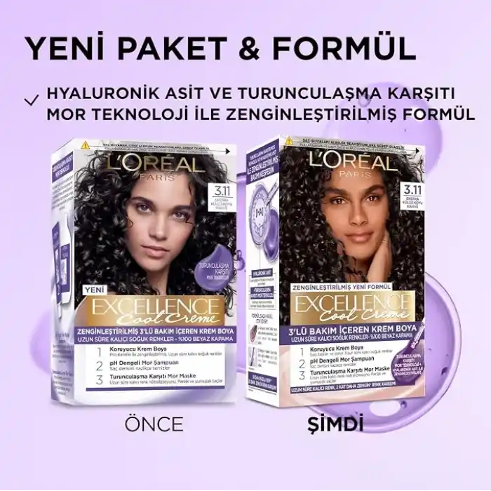 LOreal Paris Excellence Cool Creme Saç Boyası - 3.11 Ekstra Küllü Koyu Kahve