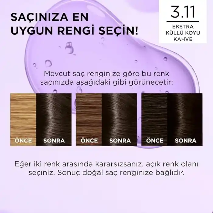 LOreal Paris Excellence Cool Creme Saç Boyası - 3.11 Ekstra Küllü Koyu Kahve