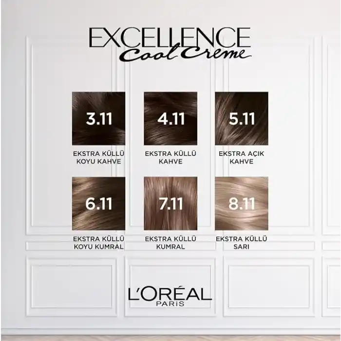 LOreal Paris Excellence Cool Creme Saç Boyası - 3.11 Ekstra Küllü Koyu Kahve