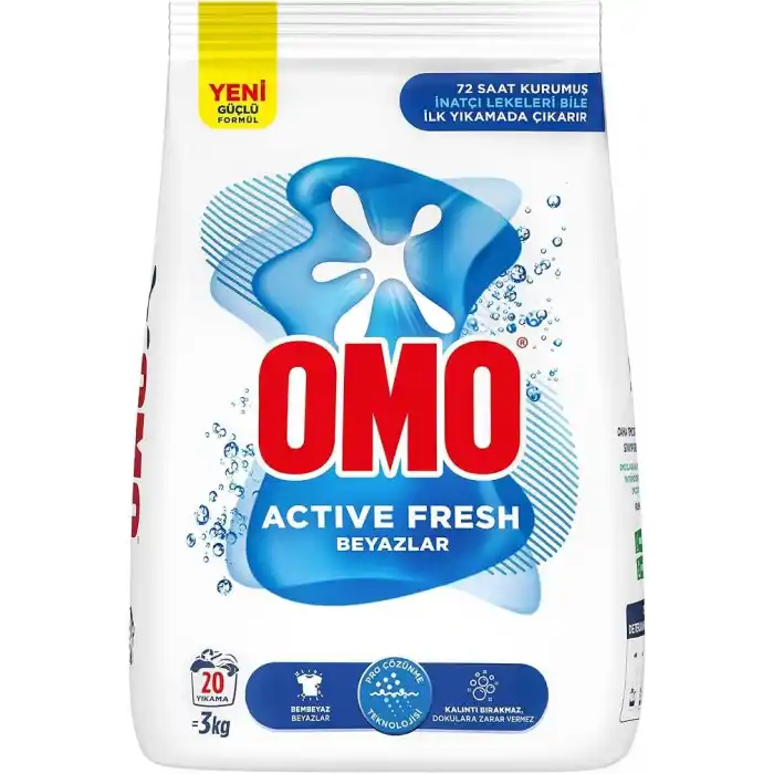 Omo Active Fresh Beyazlar 20 yıkama Toz Çamaşır Deterjanı 3 Kg