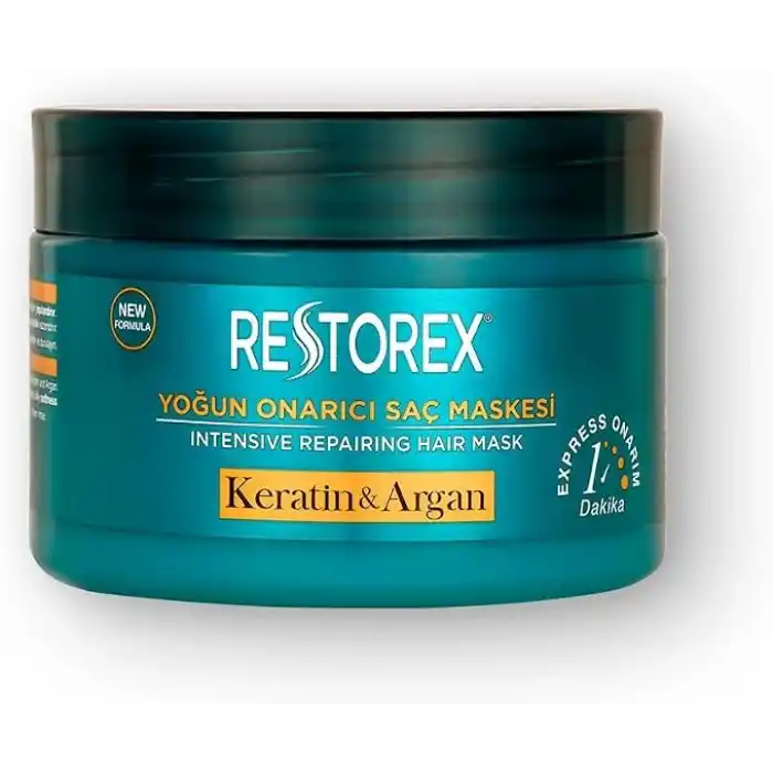 Restorex Keratin & Argan Onarıcı Saç Bakım Maskesi 300 Mililitre, Yıpranmış ve Hasar Görmüş Saçlar Botoks Etkili