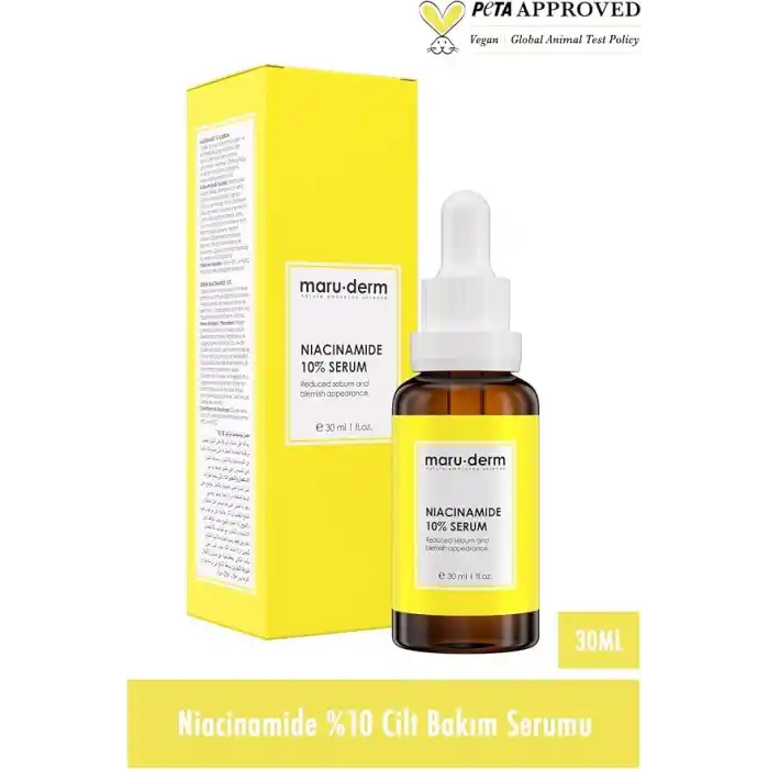 Maruderm Niacinamide%10 + Hyalüronik Asit + Panthenol Cilt Bakım Serumu – Ton Eşitleyici ve Gözenek Görünümü İnceltici Yüz Serumu, 30 ML