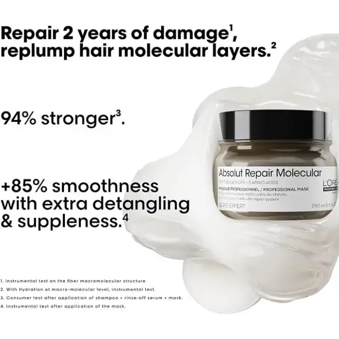 LOréal Professionnel Paris Absolut Repair Molecular Tüm Yıpranmış Saçlar İçin Yoğun Onarıcı Maske 250 ml