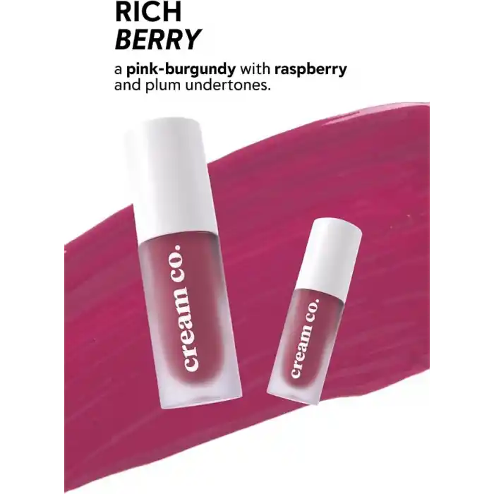 Cream Co. Allık Ruj Göz Farı Glow Tint Rich Berry, Nemlendirici Makyaj, 502 Bordo, Hyaluronik Asit Peptit