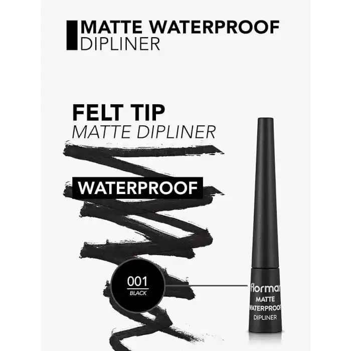 Flormar Suya Dayanıklı Mat Dipliner (SİYAH) - Waterproof Dipliner - 001 Black - 8690604536481