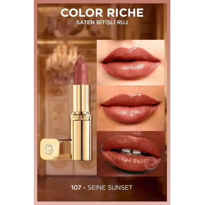 LOreal Paris Color Riche Saten Bitişli Ruj - 107 Seine Sunset Nude