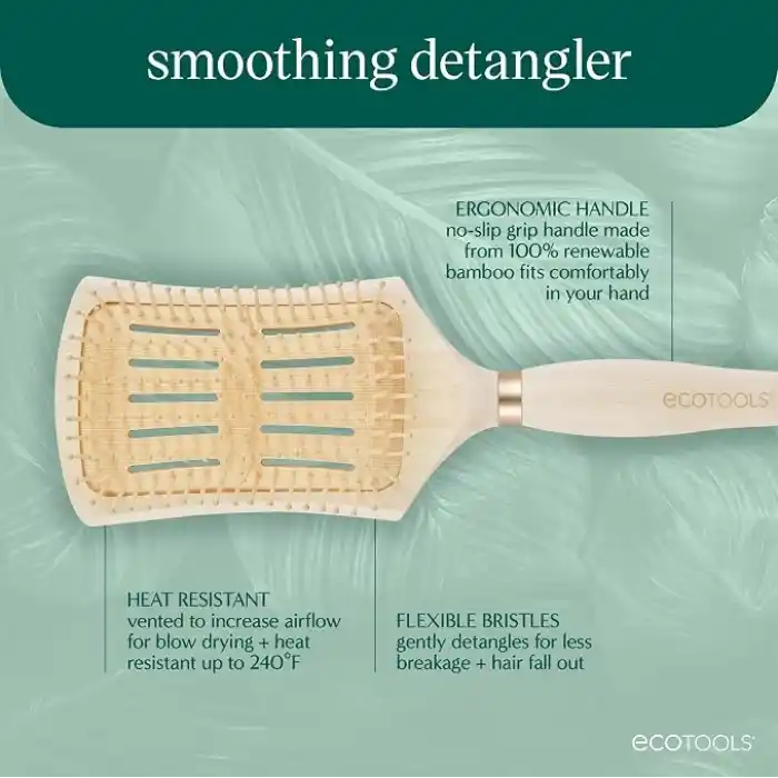 EcoTools Düzeltici Detangler Saç Fırçası, Islak veya Kuru Saçlar İçin Fırça, Ağrısız Dolaşık Açma, Stil ve Pürüzsüz Saçlar, Yenilenebilir Bambu ve Esnek Kıllar, Vegan ve Zulüm İçermez, 1 Adet