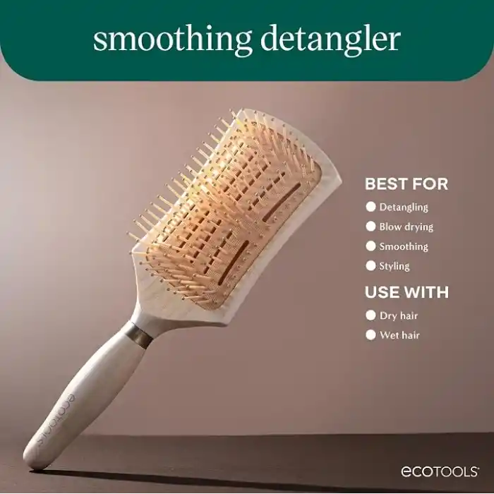 EcoTools Düzeltici Detangler Saç Fırçası, Islak veya Kuru Saçlar İçin Fırça, Ağrısız Dolaşık Açma, Stil ve Pürüzsüz Saçlar, Yenilenebilir Bambu ve Esnek Kıllar, Vegan ve Zulüm İçermez, 1 Adet