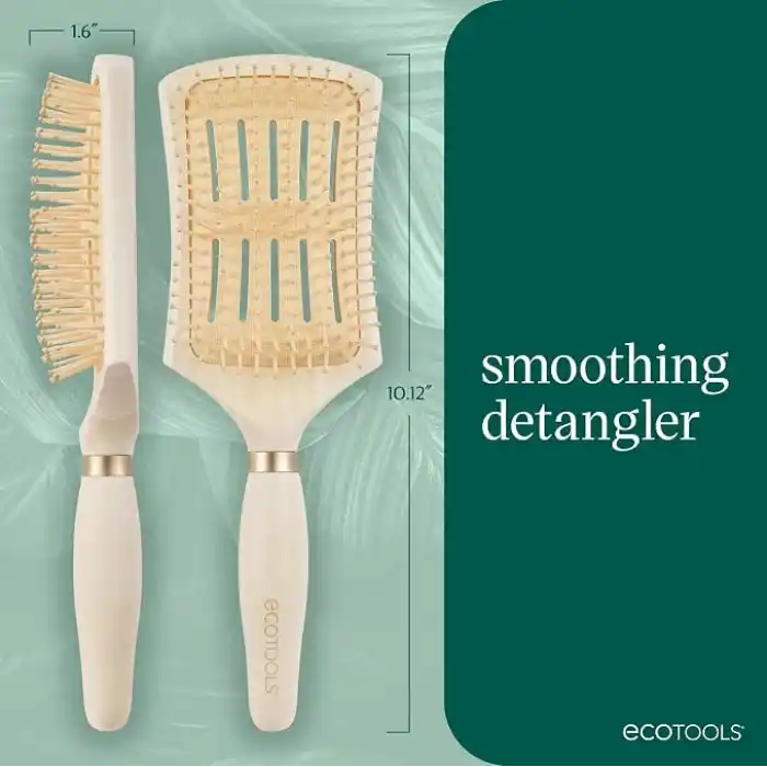 EcoTools Düzeltici Detangler Saç Fırçası, Islak veya Kuru Saçlar İçin Fırça, Ağrısız Dolaşık Açma, Stil ve Pürüzsüz Saçlar, Yenilenebilir Bambu ve Esnek Kıllar, Vegan ve Zulüm İçermez, 1 Adet