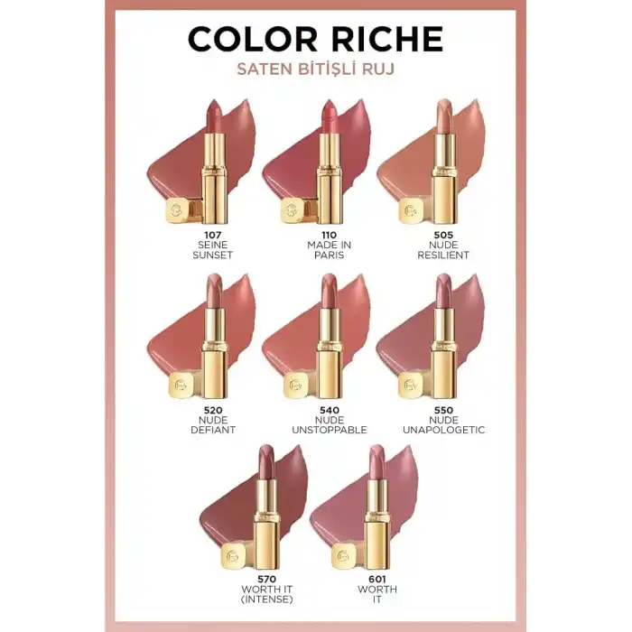 LOreal Paris Color Riche Saten Bitişli Ruj - 107 Seine Sunset Nude