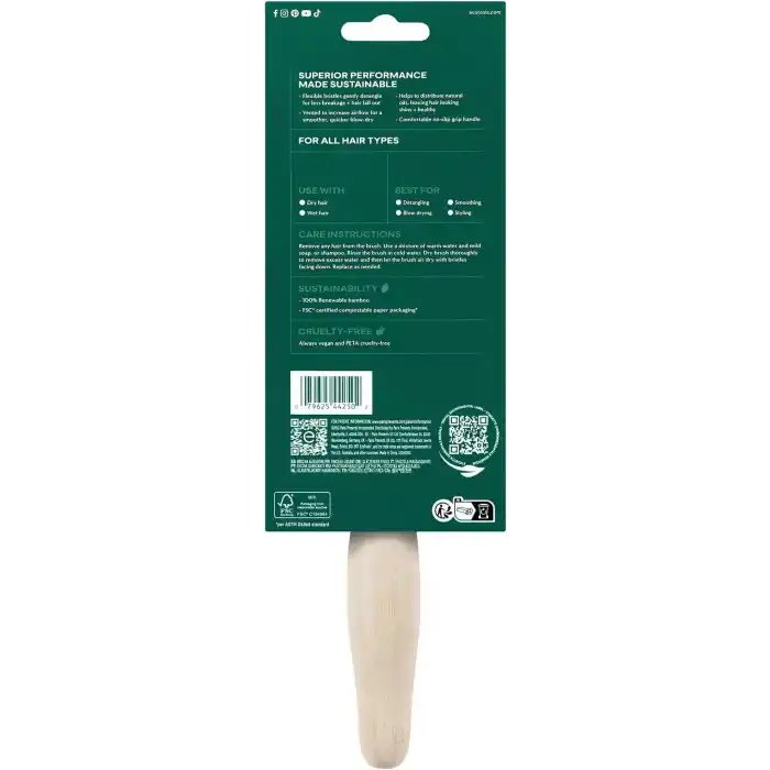 EcoTools Düzeltici Detangler Saç Fırçası, Islak veya Kuru Saçlar İçin Fırça, Ağrısız Dolaşık Açma, Stil ve Pürüzsüz Saçlar, Yenilenebilir Bambu ve Esnek Kıllar, Vegan ve Zulüm İçermez, 1 Adet