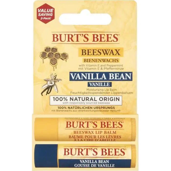 Burts Bees 2li Lip Balm Set (Beeswax + Vanilya)