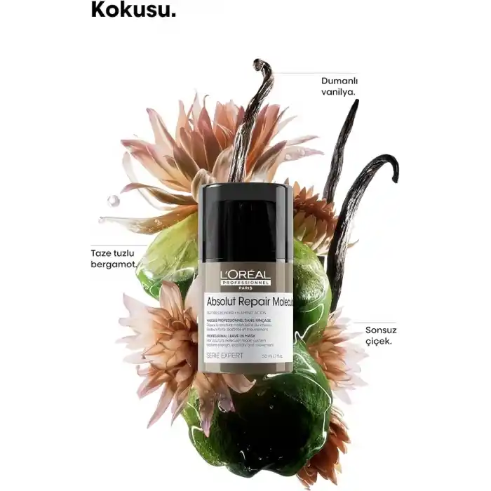 LOréal Professionnel Paris Serie Expert Absolut Repair Molecular Tüm Yıpranmış Saçlar İçin Durulanmayan Maske 50ml