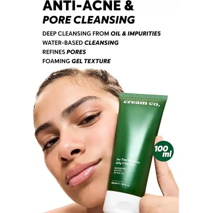 Cream Co. Sivilce & Akne & Siyah Nokta Karşıtı Yüz Temizleme Jeli, Niacinamide Çay Ağacı Yağı,100 ML