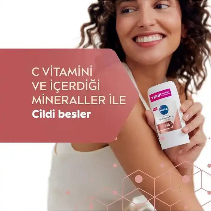 NIVEA Kadın Stick Deodorant Derma Control Clinical 50 ml, C Vitamini ile Koltuk Altı Kararma Karşıtı, 96 Saat Anti-perspirant Koruma