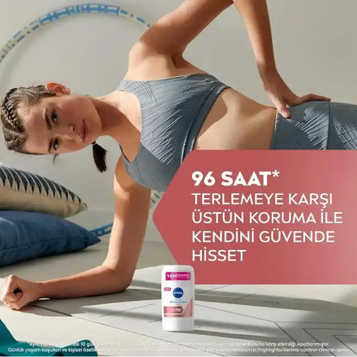 NIVEA Kadın Stick Deodorant Derma Control Clinical 50 ml, C Vitamini ile Koltuk Altı Kararma Karşıtı, 96 Saat Anti-perspirant Koruma