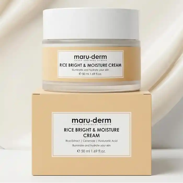 Maruderm Pirinç Özlü Aydınlatıcı & Nemlendirici Krem – Seramid & Hyaluronik Asit ile Pürüzsüz ve Parlak Görünüm İçin Yüz Kremi, 50 ML