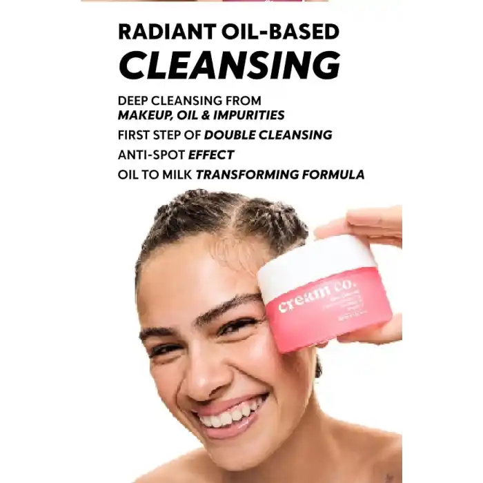 Cream Co. Yağ Bazlı Balm Yüz Makyaj Temizleyici, Aydınlatıcı Nemlendirici, Hyaluronik Asit, 100 ML