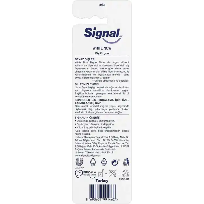 Signal White Now Beyaz Dişler 2li (1+1) Orta Diş Fırçası