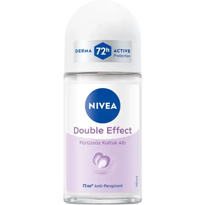 NIVEA Kadın Roll-on Deodorant Double Effect 50ml, 72 Saat Anti-perspirant Koruma, Alkolsüz, Pürüzsüz Koltuk Altı