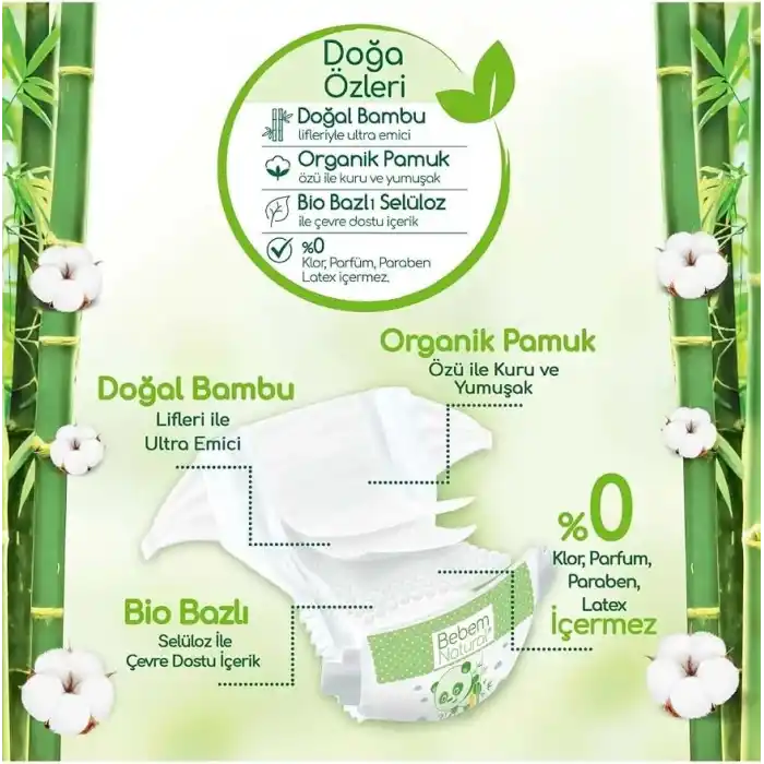 Bebem Natural 4 numara Maxi 104 adet Bebek Bezi