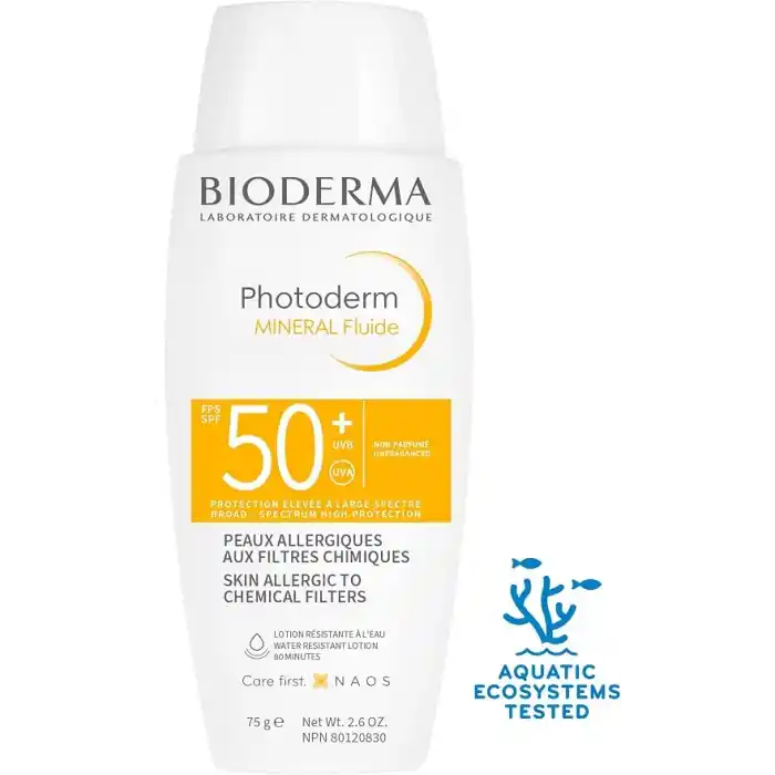 Bioderma Photoderm Mineral Fluid SPF50+ Çok Hassas Ciltler için Çok Yüksek Korumalı Yüz, Vücut Güneş Kremi 75 gr