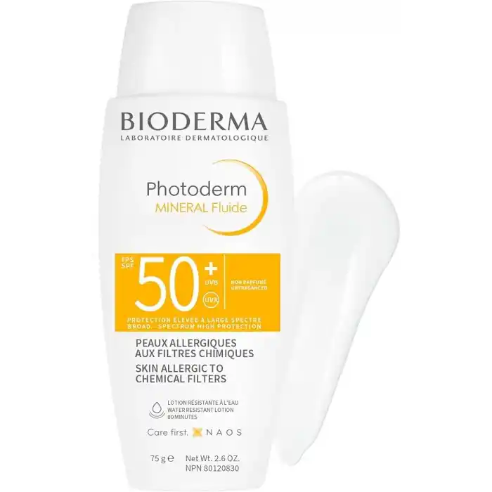 Bioderma Photoderm Mineral Fluid SPF50+ Çok Hassas Ciltler için Çok Yüksek Korumalı Yüz, Vücut Güneş Kremi 75 gr