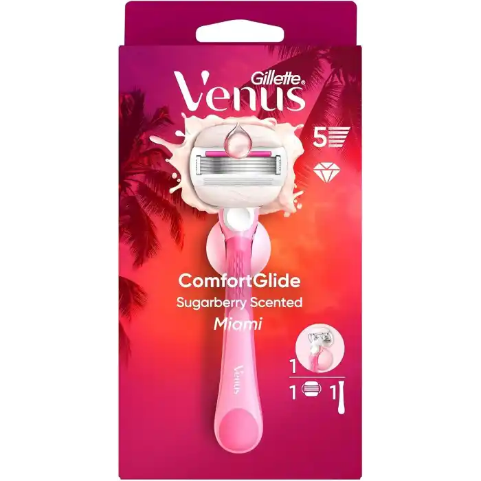Gillette Venus ComfortGlide Sugarberry Kokulu Miami Kadın 5 Bıçaklı Tıraş Makinesi