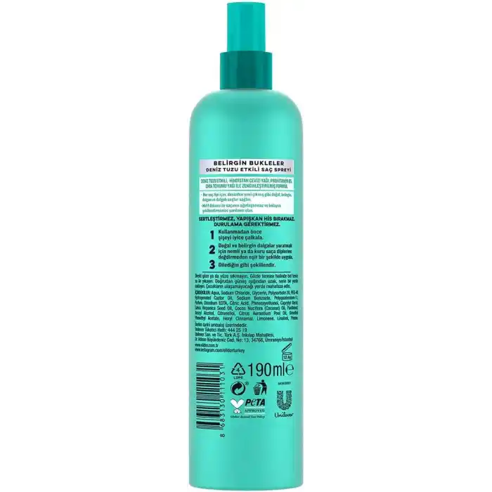 Elidor Belirgin Bukleler Deniz Tuzu Etkili Saç Spreyi 190 ml
