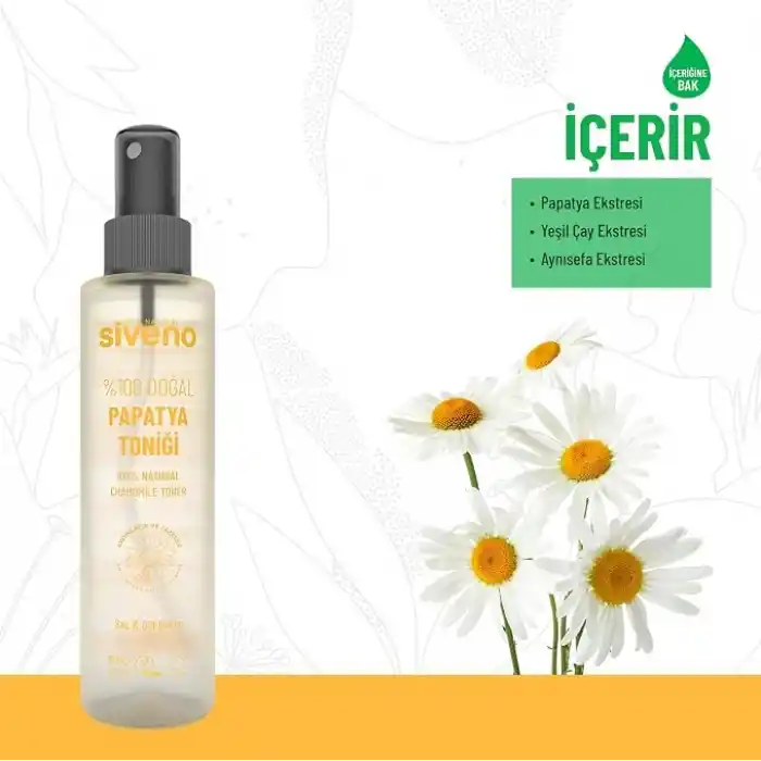 Siveno%100 Doğal Papatya Suyu Aydınaltma Etkili Arındırıcı Rahatlatığı Saç ve Cilt Toniği 150 ml