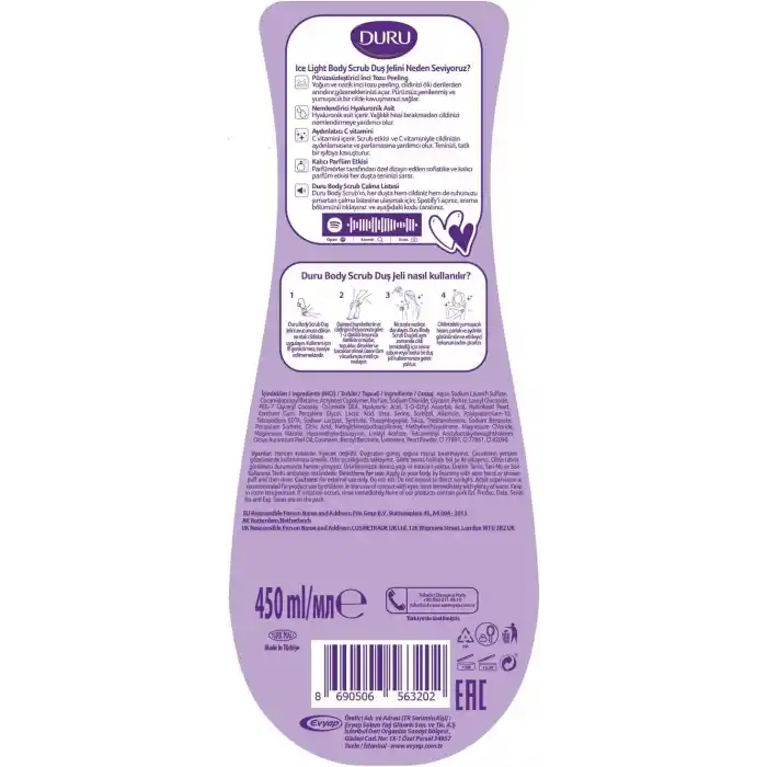 Duru Body Scrub Duş Jeli Ice Light 450 Mililitre