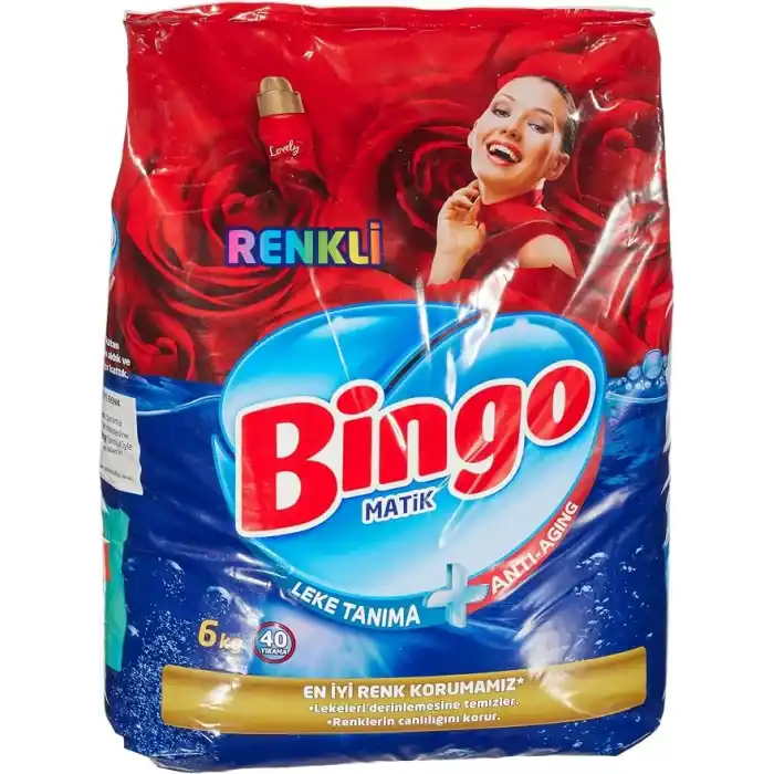Bingo Matik Renkli 40 Yıkama Toz Çamaşır Deterjanı 1 x 6 kg, 6000 G