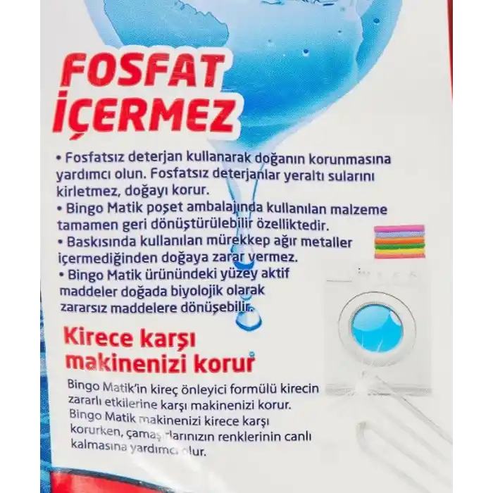 Bingo Matik Renkli 40 Yıkama Toz Çamaşır Deterjanı 1 x 6 kg, 6000 G
