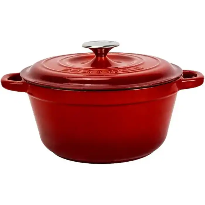 LAVA Döküm Yuvarlak Tencere Döküm Demir Kapak New Heritage Serisi Çap 26cm. Kırmızı